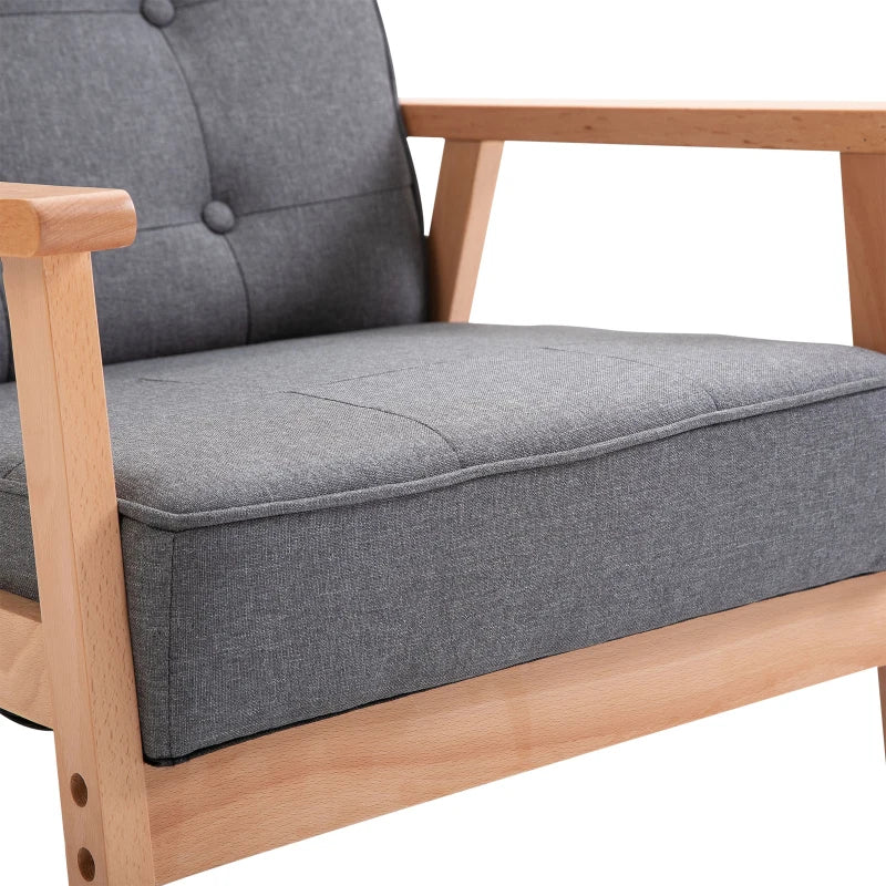 Minimalist Wooden Frame Accent Chair with Padded Seat in Dark Grey for Stylish Living Spaces