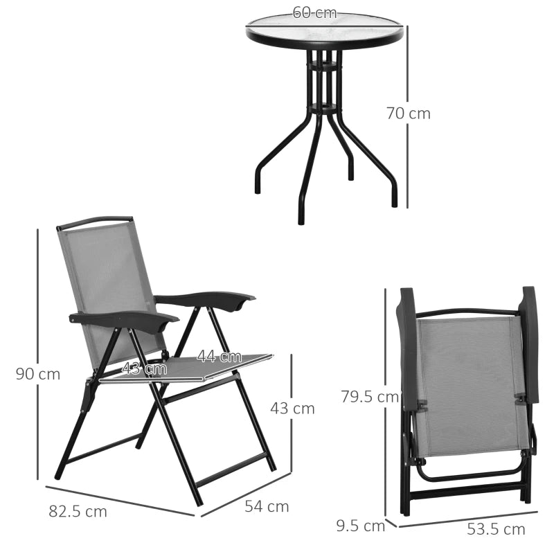 3 Piece Rattan Bistro Set - 2 Folding Chairs & 1 Table