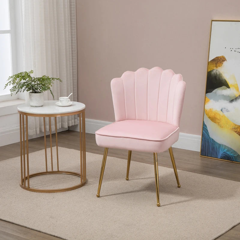 Velvet-Feel Shell Accent Chair in Pink for Stylish Home Decor