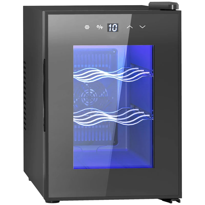 Compact 6-Bottle 8-18 Countertop Wine Fridge - Sleek Black Design for Home & Office Wine Storage