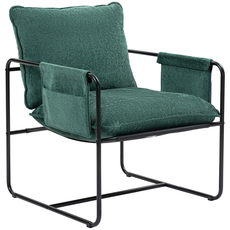 Stylish Minimal Padded Accent Chair with Pockets in Green for Modern Living Spaces