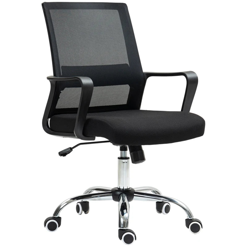 Vinsetto Ergonomic Mesh Back Office Chair with Wheels - Stylish Black Design for Comfort and Support in Home or Office