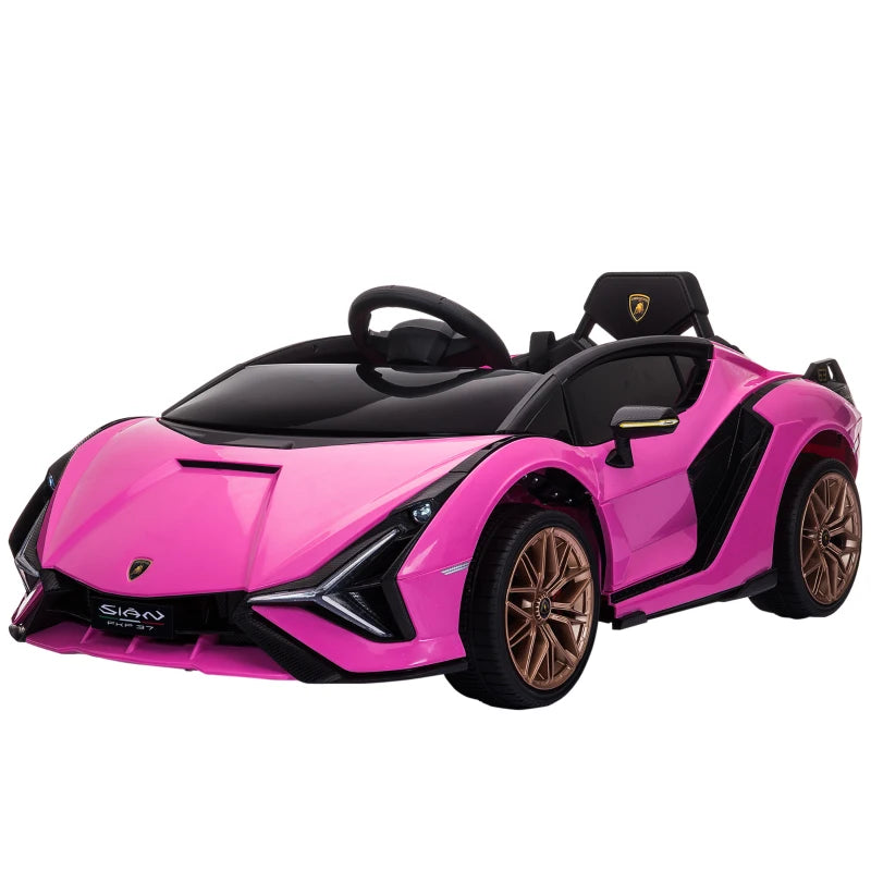 Lamborghini Sian 12V Electric Car for Kids - Licensed Toy with Remote Control, Music, Lights & MP3 - Pink, Ages 3-5