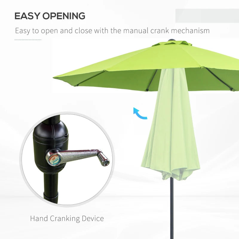 Green Tilting Garden Parasol Umbrella with Fibreglass Ribs