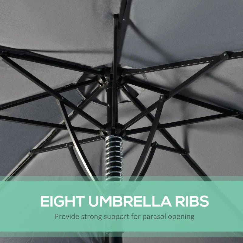 Grey 3m Outdoor Market Umbrella with 8 Ribs