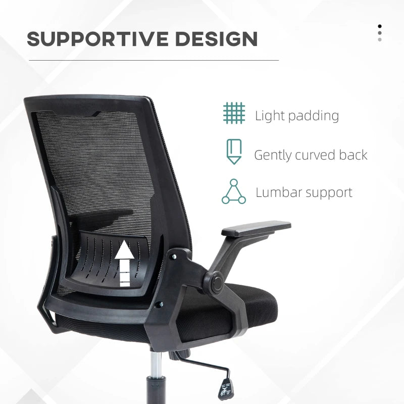 Vinsetto Ergonomic Office Chair with Lumbar Support - Stylish Black Design for Comfort and Productivity
