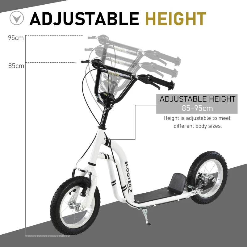 Dual Brakes 12" Adjustable Kick Scooter with Metal Frame - Black - Perfect for Kids and Adults