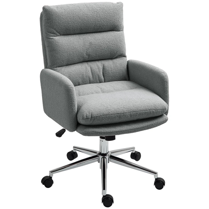 Comfortable 91-99cm Grey Sherpa Fleece Office Chair - Ergonomic Design for Home & Office Use