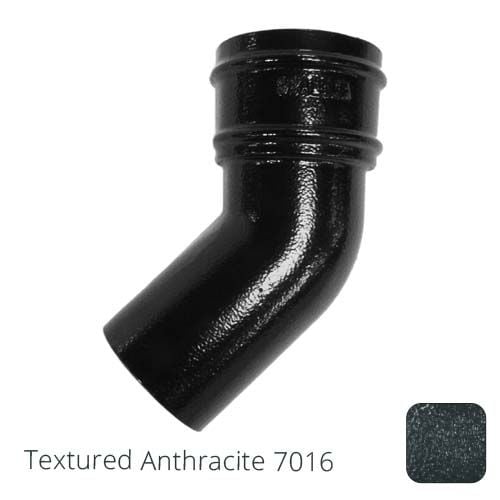 Alumasc 76mm (3") Cast Aluminium Downpipe 135 Degree Bend without Ears - Textured Anthracite Grey RAL 7016