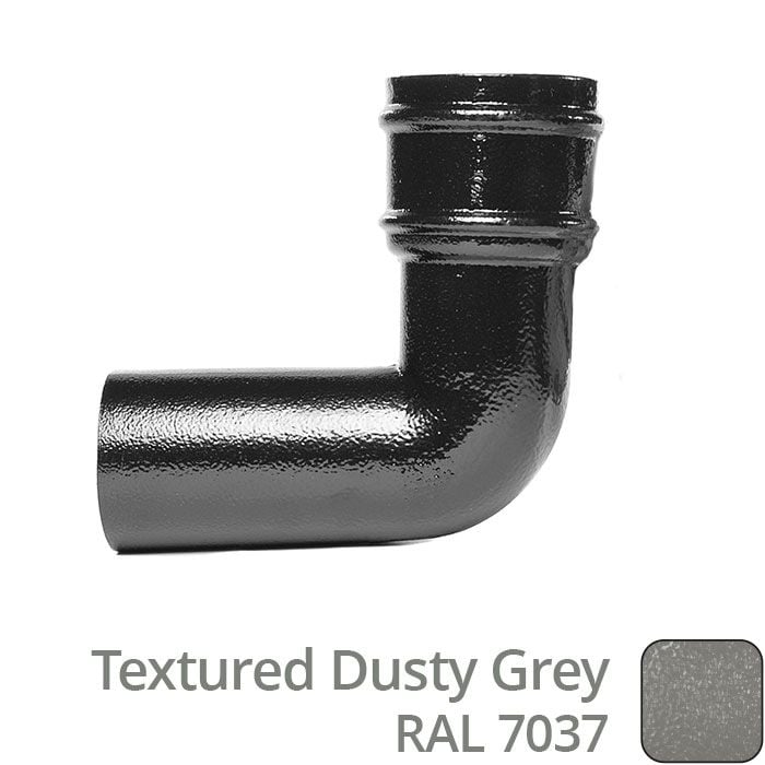 Alumasc 76mm (3") Cast Aluminium Downpipe 90 Degree Bend without Ears - Textured Dusty Grey RAL 7037