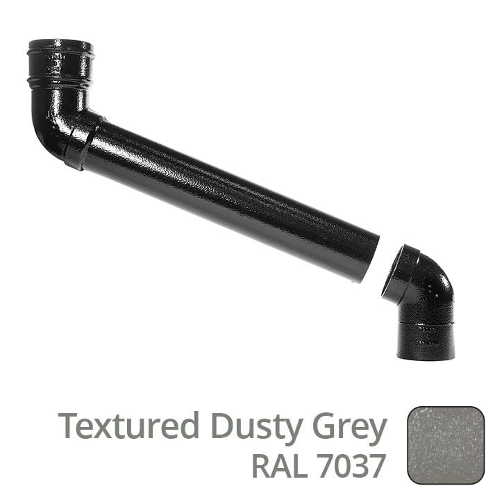 Alumasc 76mm (3") Cast Aluminium Downpipe 400mm (max) Adjustable Offset - Textured Dusty Grey RAL 7037