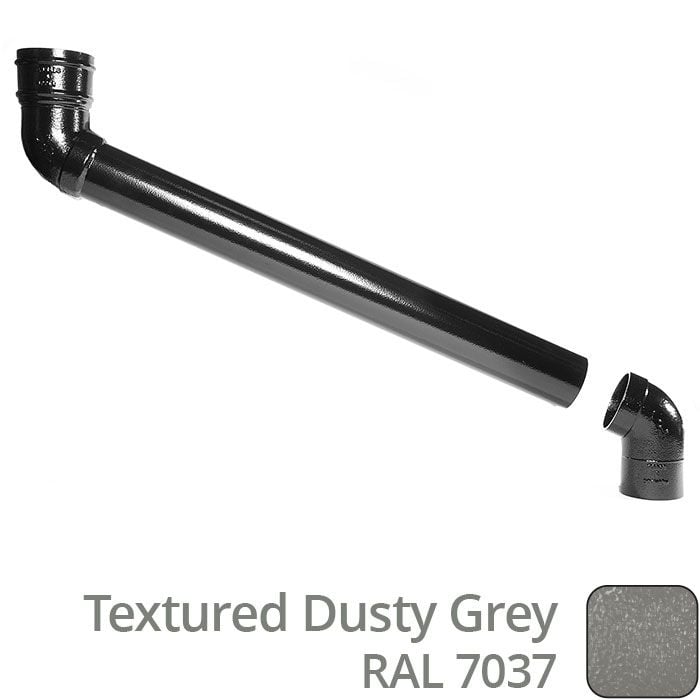 Alumasc 76mm (3") Cast Aluminium Downpipe 700mm (max) Adjustable Offset - Textured Dusty Grey RAL 7037