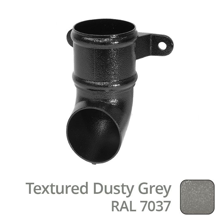 Alumasc 100mm (4") Cast Aluminium Downpipe Shoe with Ears - Textured Dusty Grey RAL 7037
