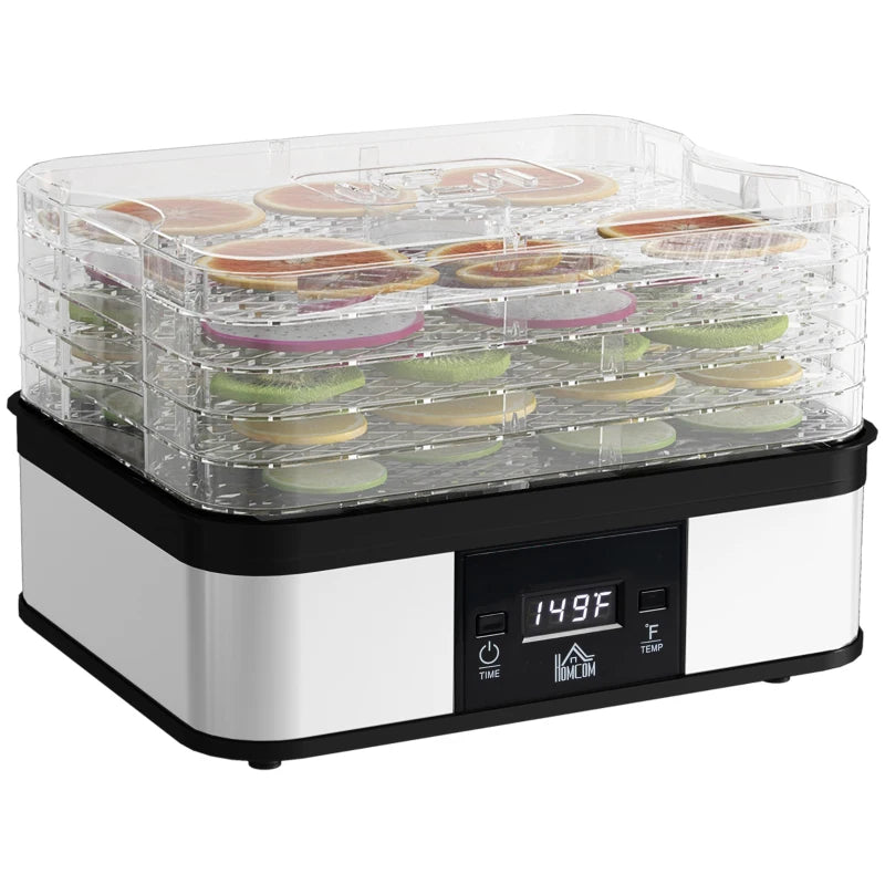 5-Tier Stainless Steel Food Dehydrator - 245W Adjustable Temperature & Timer, LCD Display for Fruits, Vegetables, Jerky & Pet Treats
