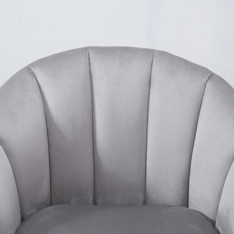 Velvet Fabric Accent Chair with Solid Wood Legs for Stylish Living Room Seating in Grey