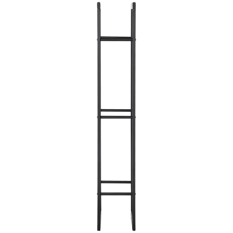 Tall Metal Firewood Log Holder Rack - Indoor/Outdoor Fireplace Wood Storage Shelf, Black, 60x25x150 cm