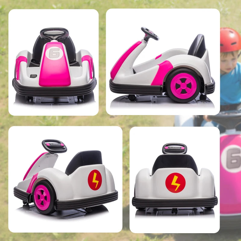 Kids 360-Degree Rotating Bumper Car Electric Ride On Toy for Ages 3-8 Pink