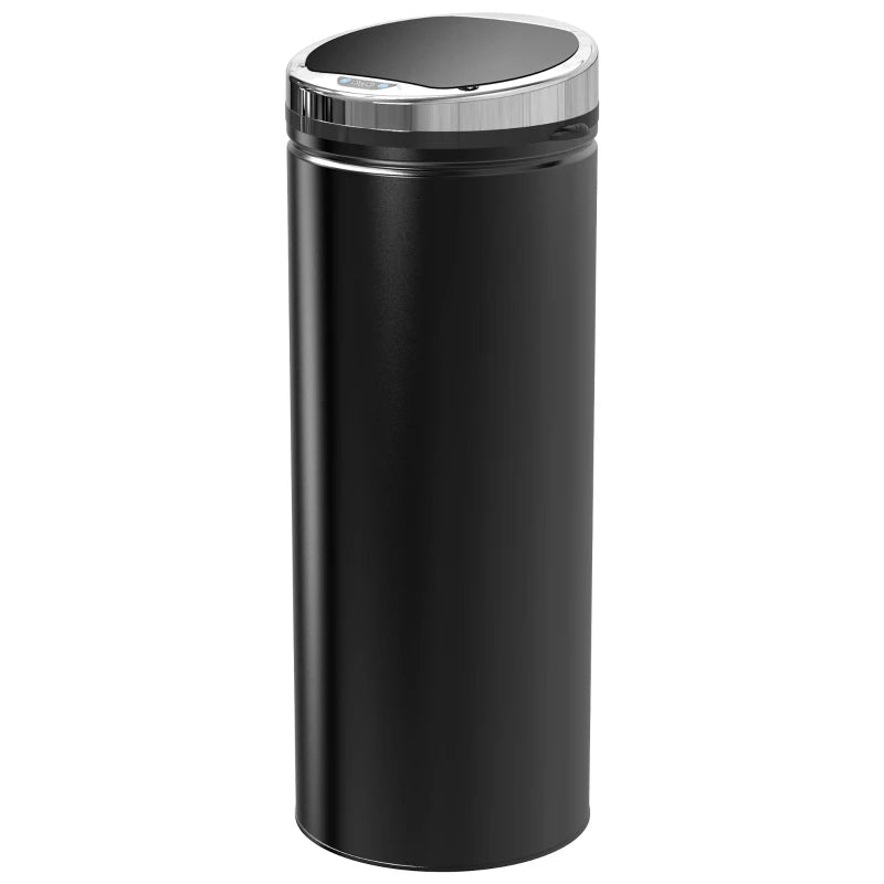 50L Touchless Sensor Bin with Soft-Close Lid - Stainless Steel, Fingerprint Resistant, Hygienic Rubbish Bin for Kitchen & Office, Black