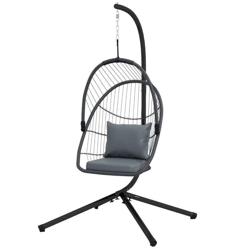 Grey Single Egg Chair with Steel Frame Stand