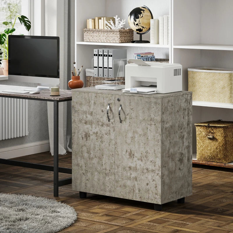 Vinsetto Two-Tier Locking Office Storage Cabinet - Stylish Grey Organizer for Secure Document and Supply Storage