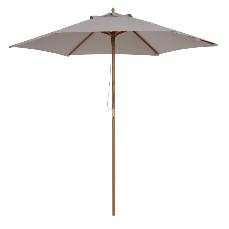 Grey 2.5m Wooden Garden Parasol Sun Shade