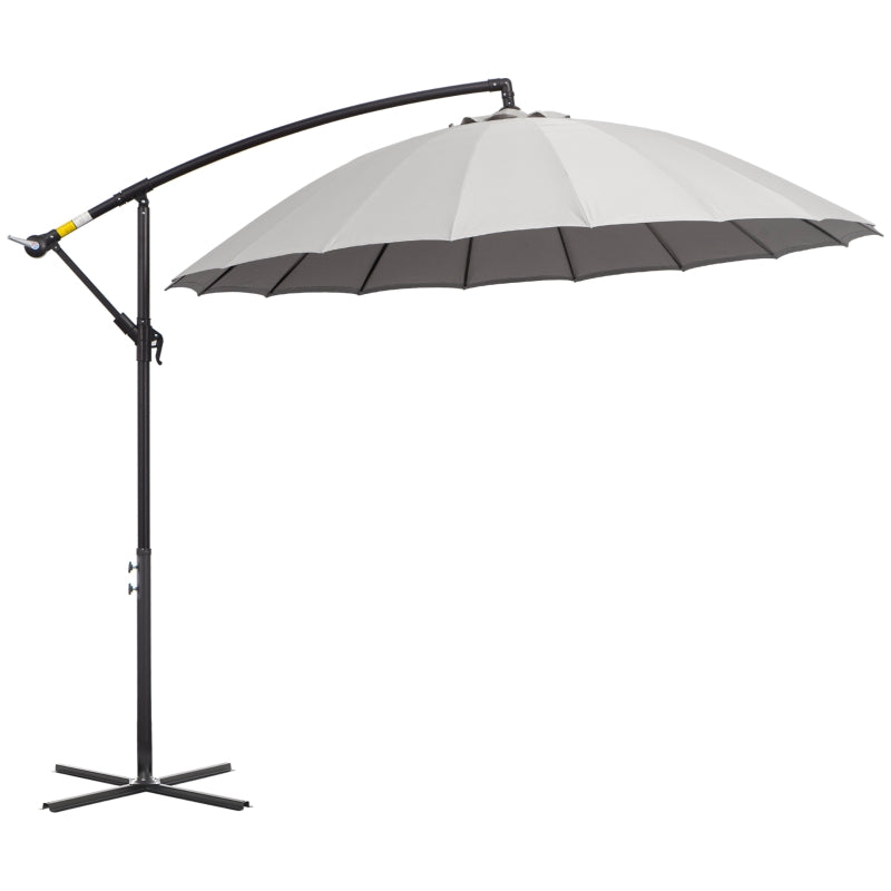 Light Grey 3m Cantilever Patio Umbrella with 18 Ribs & Vents