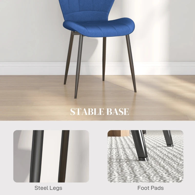 Set of 4 Dark Blue Velvet Tub Dining Chairs - Stylish Relaxed Design for Modern Home Decor
