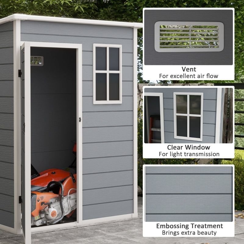 Grey 5' x 3' Outdoor Garden Storage Shed