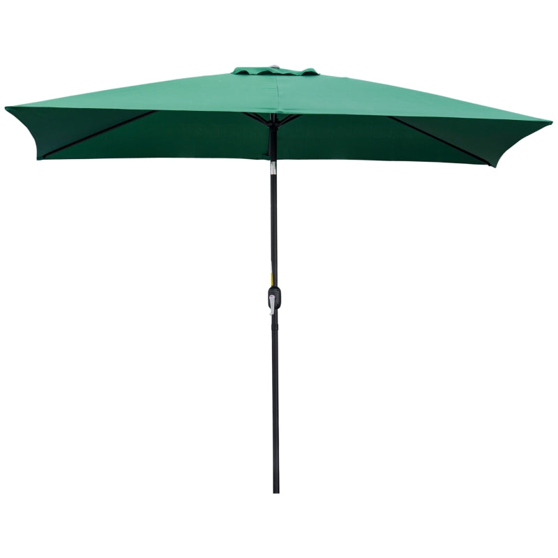 Green Rectangular Patio Umbrella with Tilt Crank - 3x2m