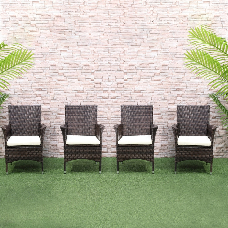 4-Piece Grey Rattan Patio Chair Set with Cushions