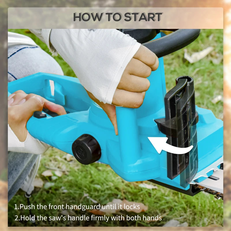 2000W Aluminium Chainsaw with Double Brake, 40cm Blade, for Wood, Trees & Branches - Blue