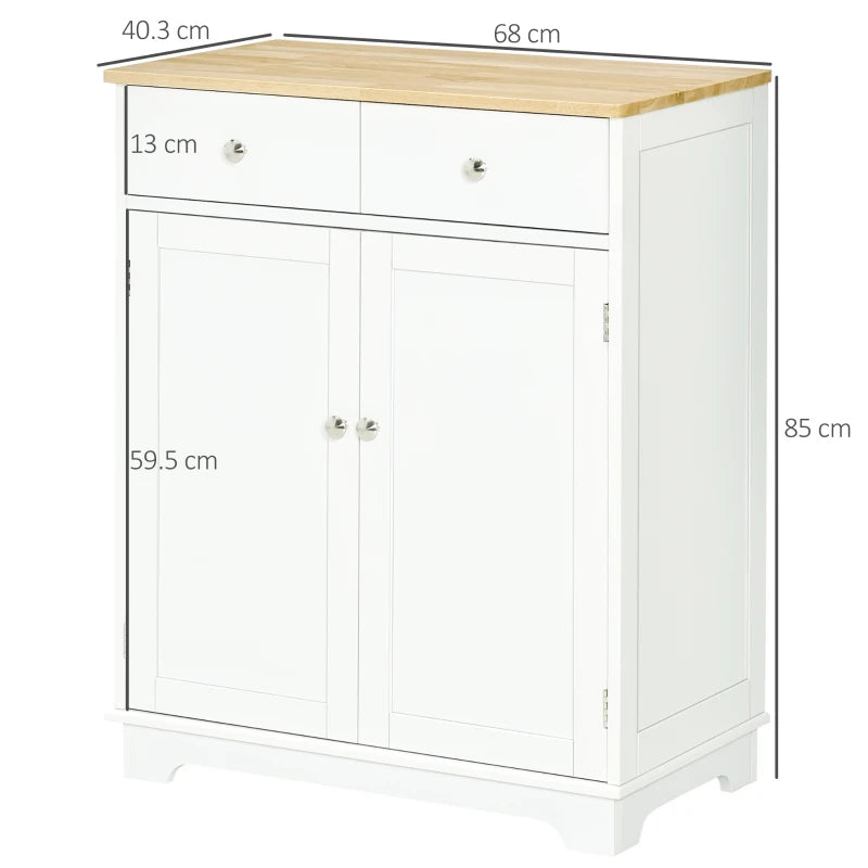 Multi-Use Kitchen Floor Cabinet with Solid Wood Top, Adjustable Shelf & Drawer - Ideal Sideboard for Dining Room & Hallway