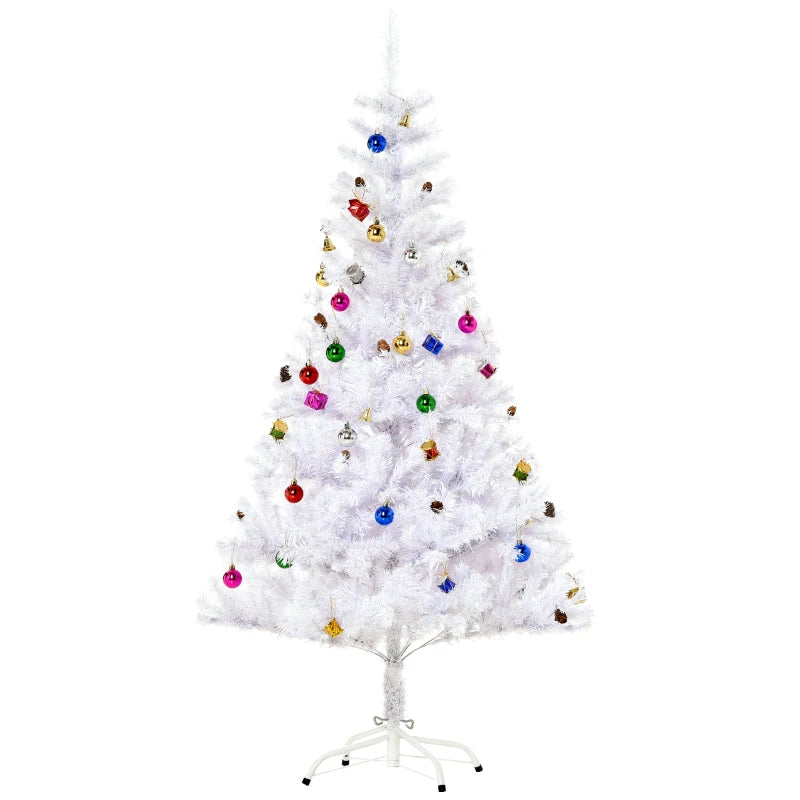 Elegant 5ft White Snow Artificial Christmas Tree with Metal Stand - Seasonal Home Decorations for Holiday Cheer