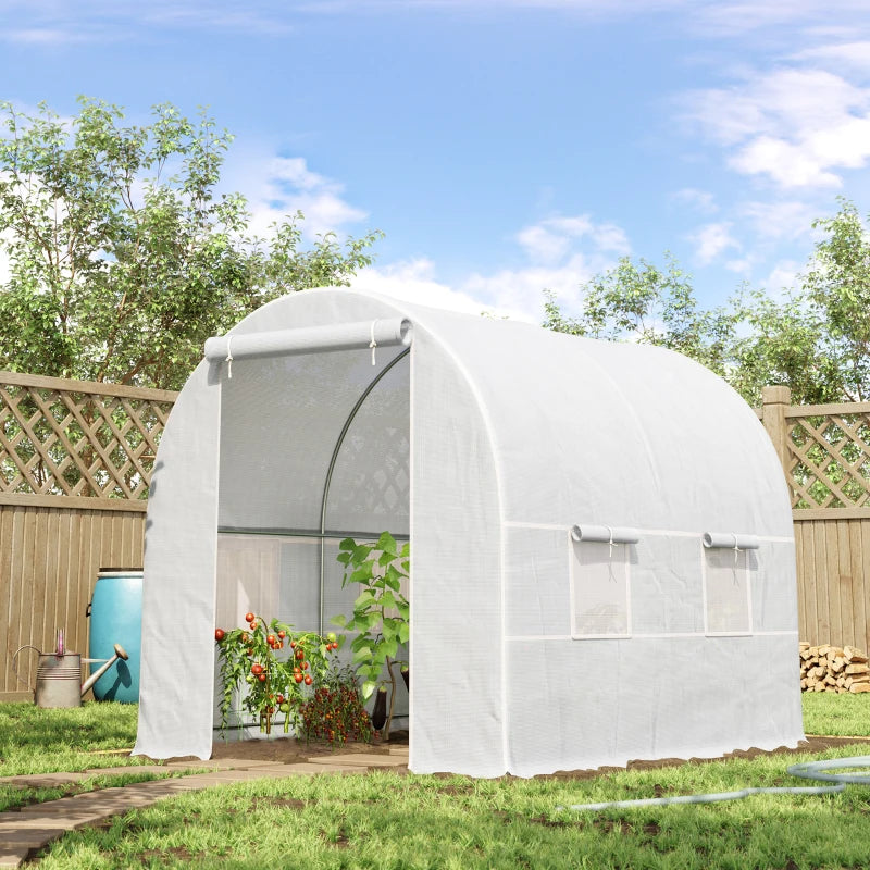 Green Walk-in Garden Greenhouse with Mesh Windows, 2.5 x 2 x 2m