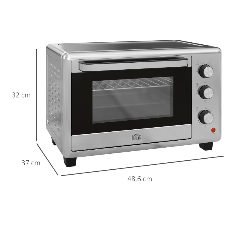 30L Mini Electric Oven with Accessories - Silver Tone, Compact Countertop Oven for Baking, Broiling & Toasting