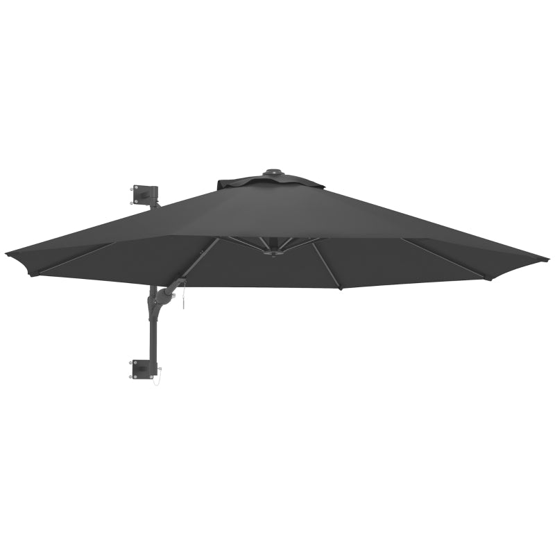 Grey 3m Wall-Mounted Parasol Shade with Handle