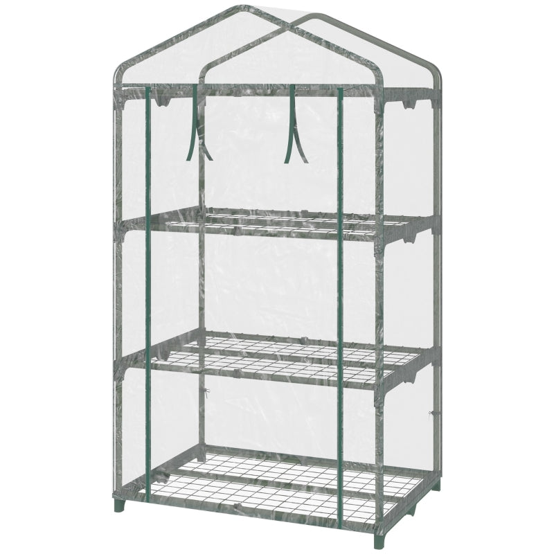 Clear 3 Tier Portable Greenhouse with Roll Up Door, 69x49x125 cm