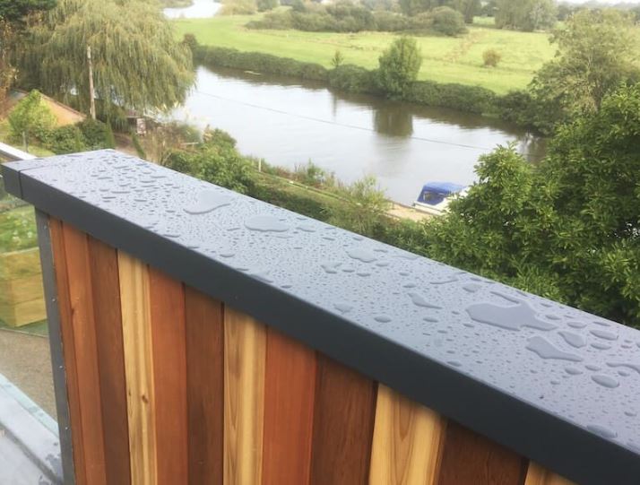 422mm Aluminium Coping - Suitable For 301-360mm Wall - Fixing Strap - RAL 7016 Anthracite Grey