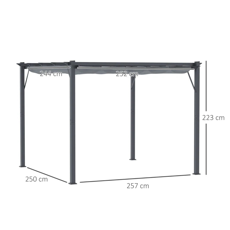 3 x 3 m Grey Aluminum Gazebo with Retractable Roof