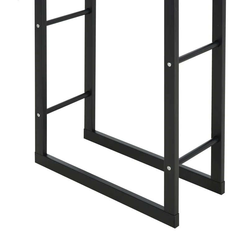 Tall Metal Firewood Log Holder Rack - Indoor Outdoor Fireplace Wood Storage Shelf, Rust-Resistant, Black, 60W x 25D x 100H cm