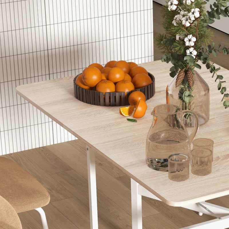 4-6 Person Oak Drop Leaf Dining Table - Space-Saving, Stylish Design for Modern Homes, Perfect for Family Meals