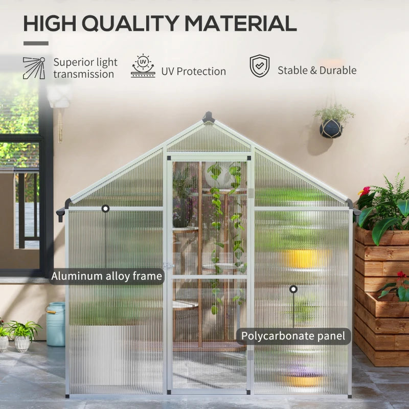 Green Aluminium 8x6ft Greenhouse Kit with Base