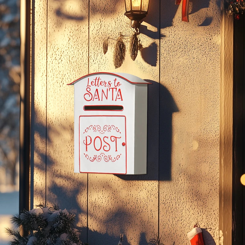 A5 Christmas Letter Postbox - Festive White & Red Design for Holiday Mail, Perfect for Letters to Santa
