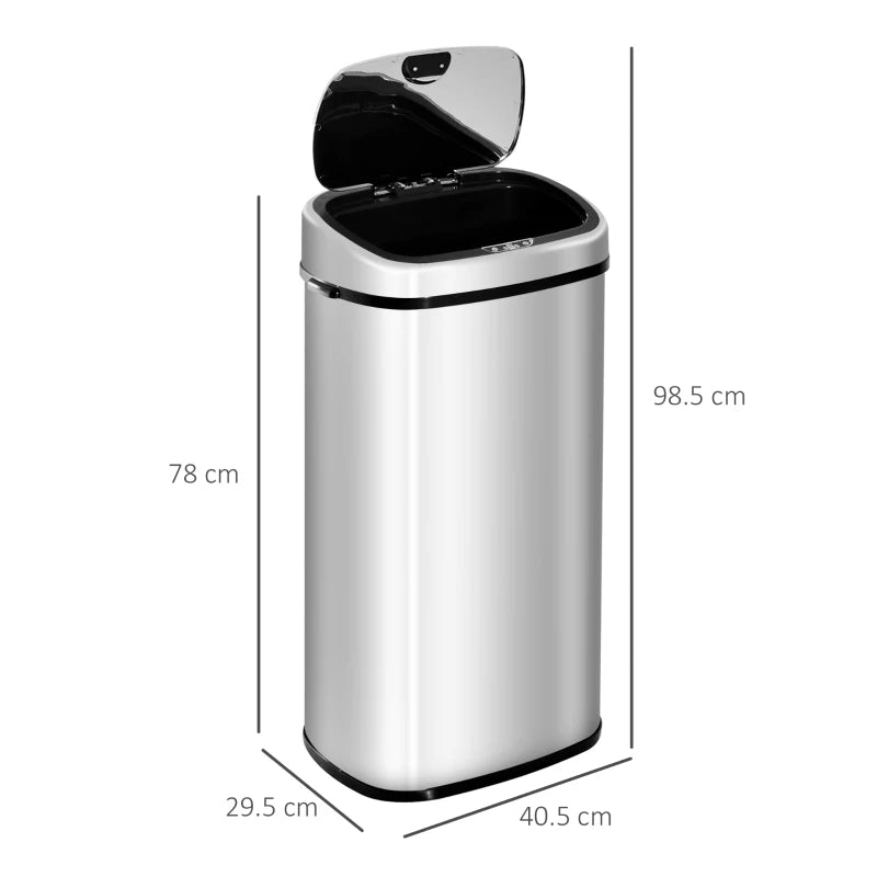 68L Stainless Steel Automatic Sensor Kitchen Trash Bin Silver