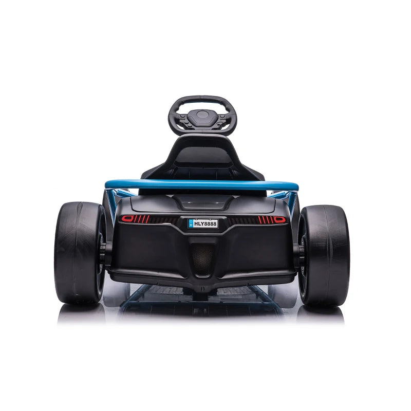 24V Electric Drift Kart for Kids 8-12 Racing Go Kart with 2 Speeds Steering Wheel and Pedals Blue