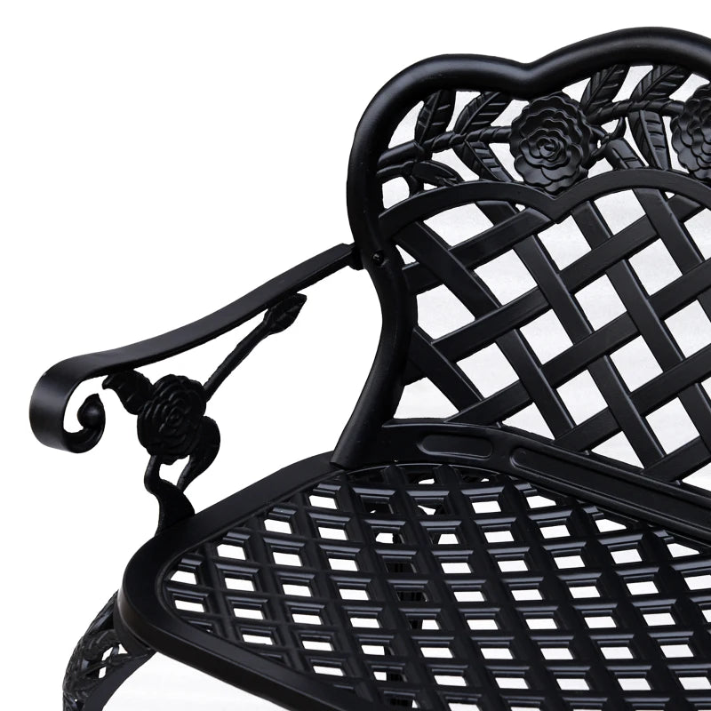 Black Cast Aluminium Garden Bench - 107x58x85 cm