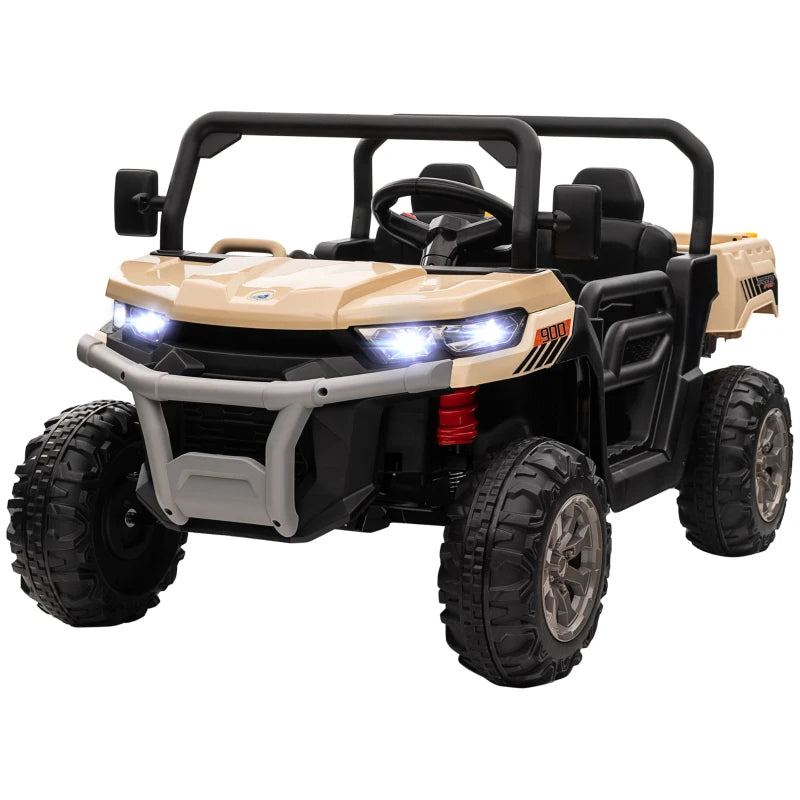 12V Yellow Electric Ride-On Car for Kids with Remote Control and Bucket Feature