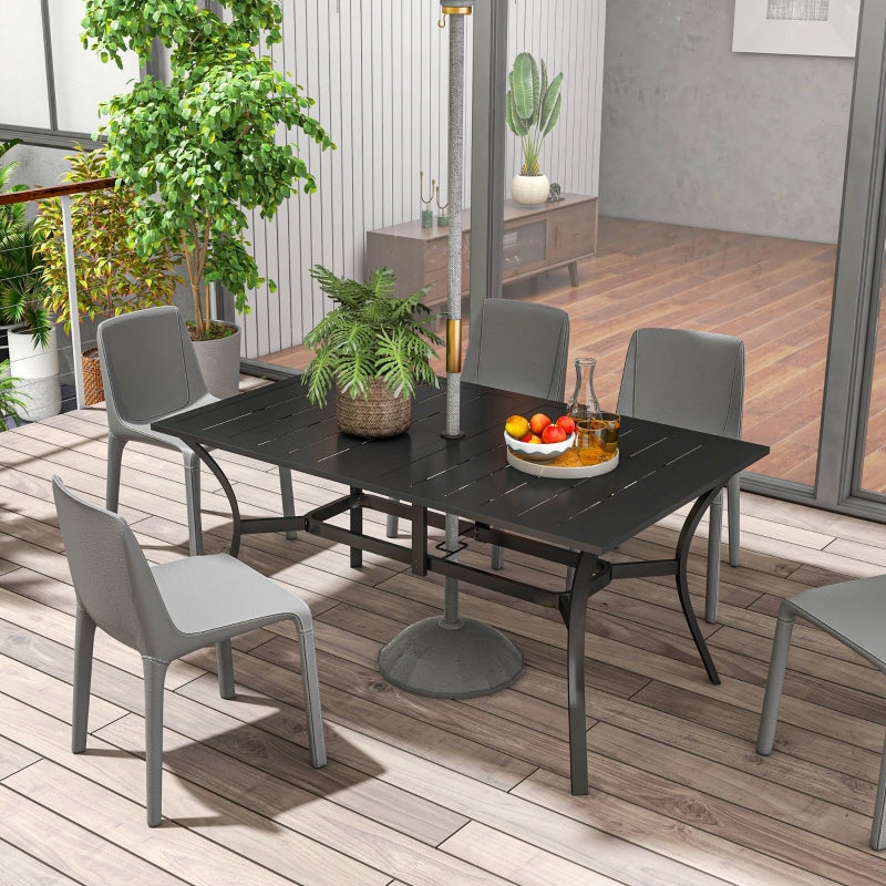 Black Steel Frame Garden Dining Table, 150cm x 90cm