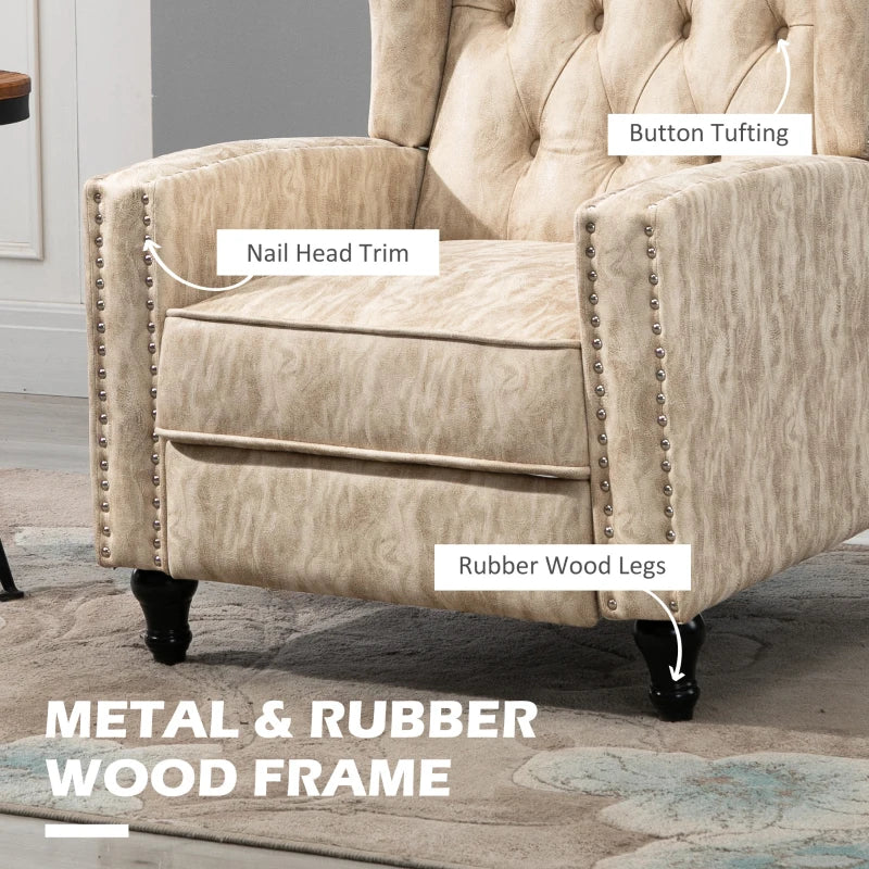Chesterfield-Style Reclining Armchair in Beige for Ultimate Comfort and Style