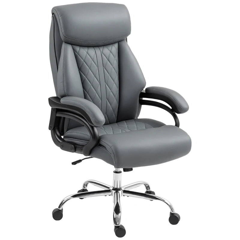 Super Padded Charcoal Grey Faux Leather Office Chair - Ergonomic Design for Comfort and Style in Home or Office